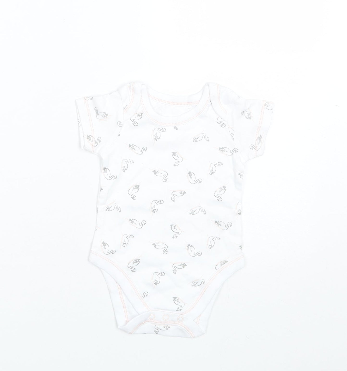 Lily & Dan Baby White  Cotton Romper One-Piece Size 6-9 Months   - Swans