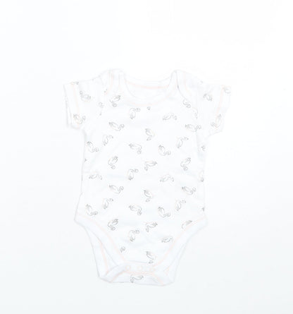 Lily & Dan Baby White  Cotton Romper One-Piece Size 6-9 Months   - Swans