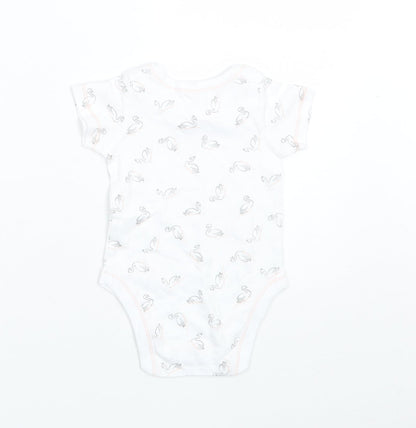 Lily & Dan Baby White  Cotton Romper One-Piece Size 6-9 Months   - Swans