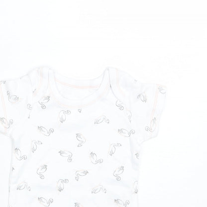 Lily & Dan Baby White  Cotton Romper One-Piece Size 6-9 Months   - Swans