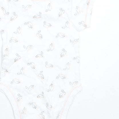 Lily & Dan Baby White  Cotton Romper One-Piece Size 6-9 Months   - Swans