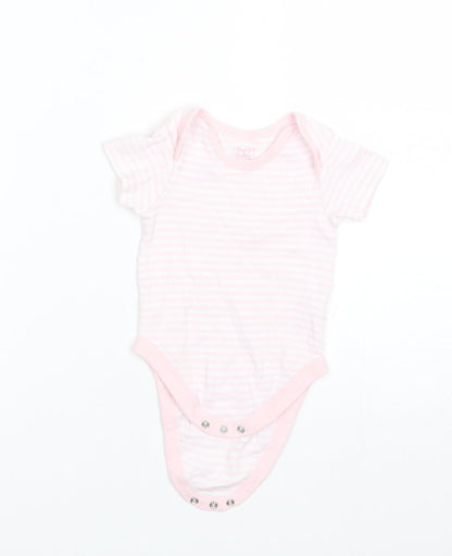 Pure Baby Baby Pink Striped Cotton Romper One-Piece Size 3-6 Months
