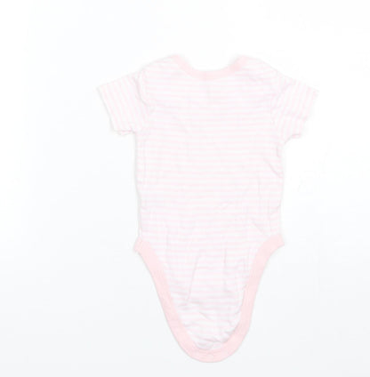 Pure Baby Baby Pink Striped Cotton Romper One-Piece Size 3-6 Months