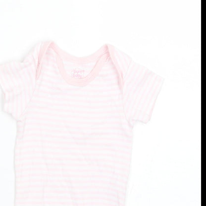 Pure Baby Baby Pink Striped Cotton Romper One-Piece Size 3-6 Months