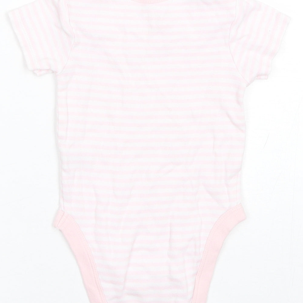 Pure Baby Baby Pink Striped Cotton Romper One-Piece Size 3-6 Months