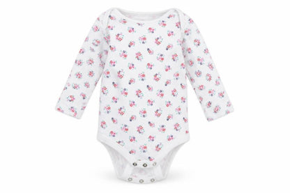 Front view of Tu Baby White Floral Cotton Romper One-Piece, size 6-9, Months