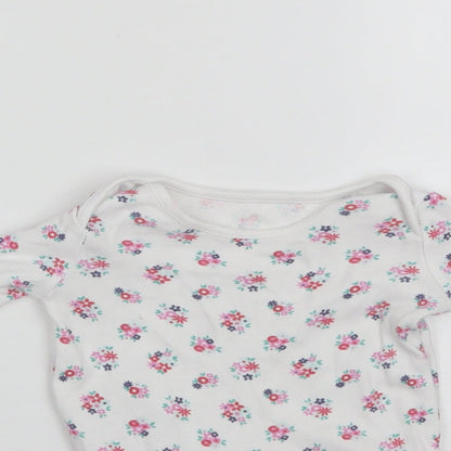 TU Baby White Floral Cotton Romper One-Piece Size 6-9 Months