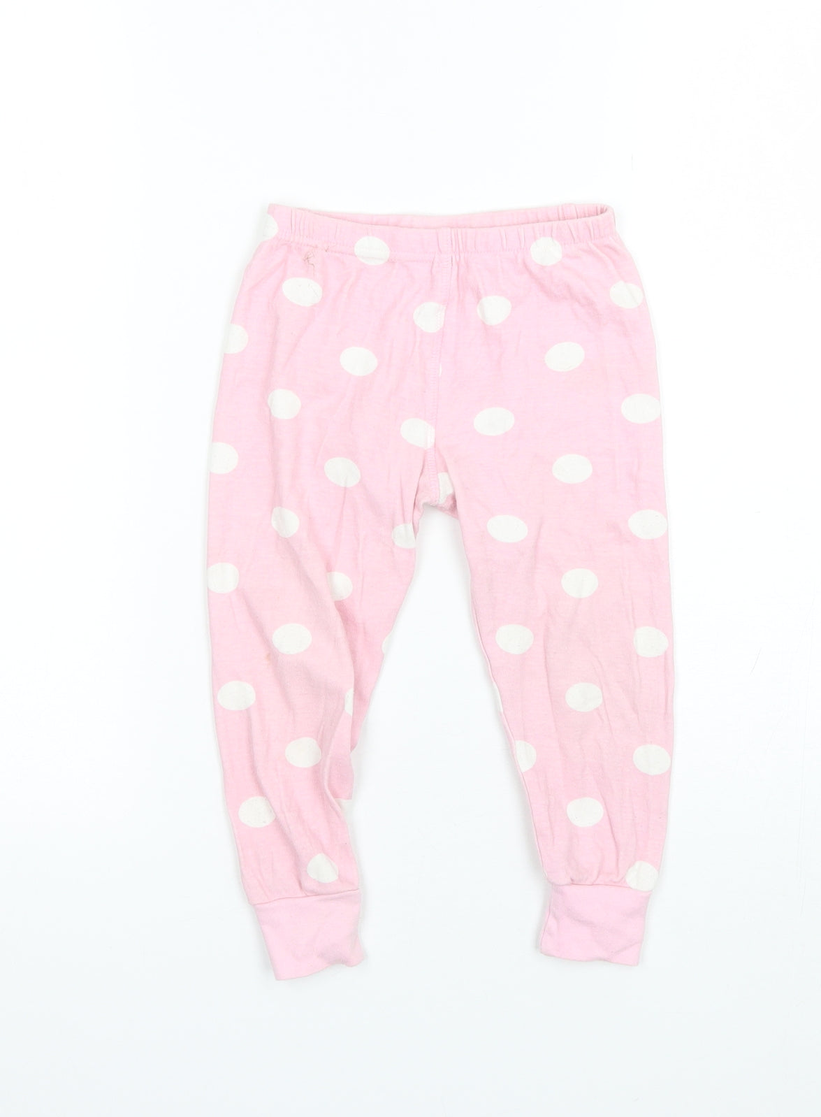 Preworn Girls Pink Polka Dot Cotton  Pyjama Pants Size 2-3 Years