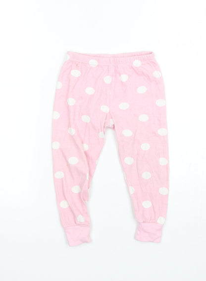 Preworn Girls Pink Polka Dot Cotton  Pyjama Pants Size 2-3 Years