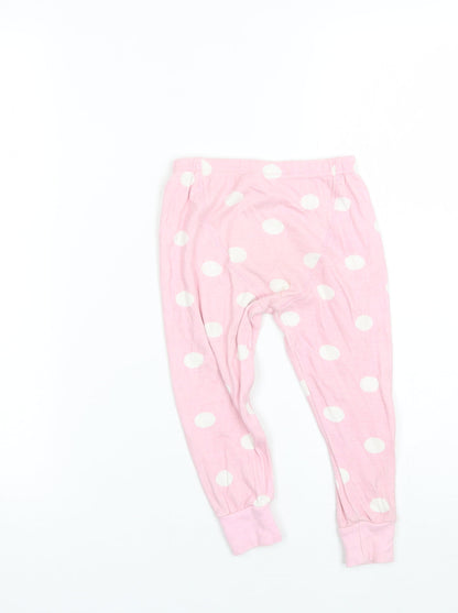 Preworn Girls Pink Polka Dot Cotton  Pyjama Pants Size 2-3 Years