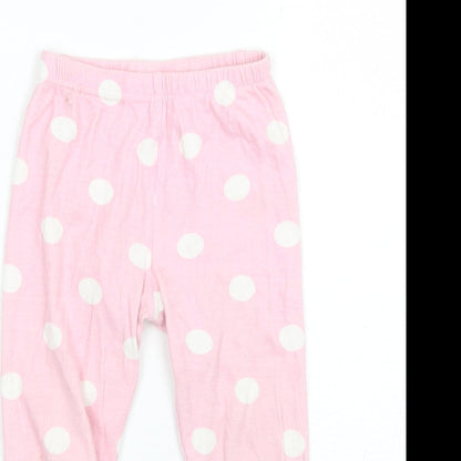 Preworn Girls Pink Polka Dot Cotton  Pyjama Pants Size 2-3 Years