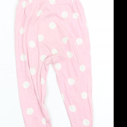Preworn Girls Pink Polka Dot Cotton  Pyjama Pants Size 2-3 Years