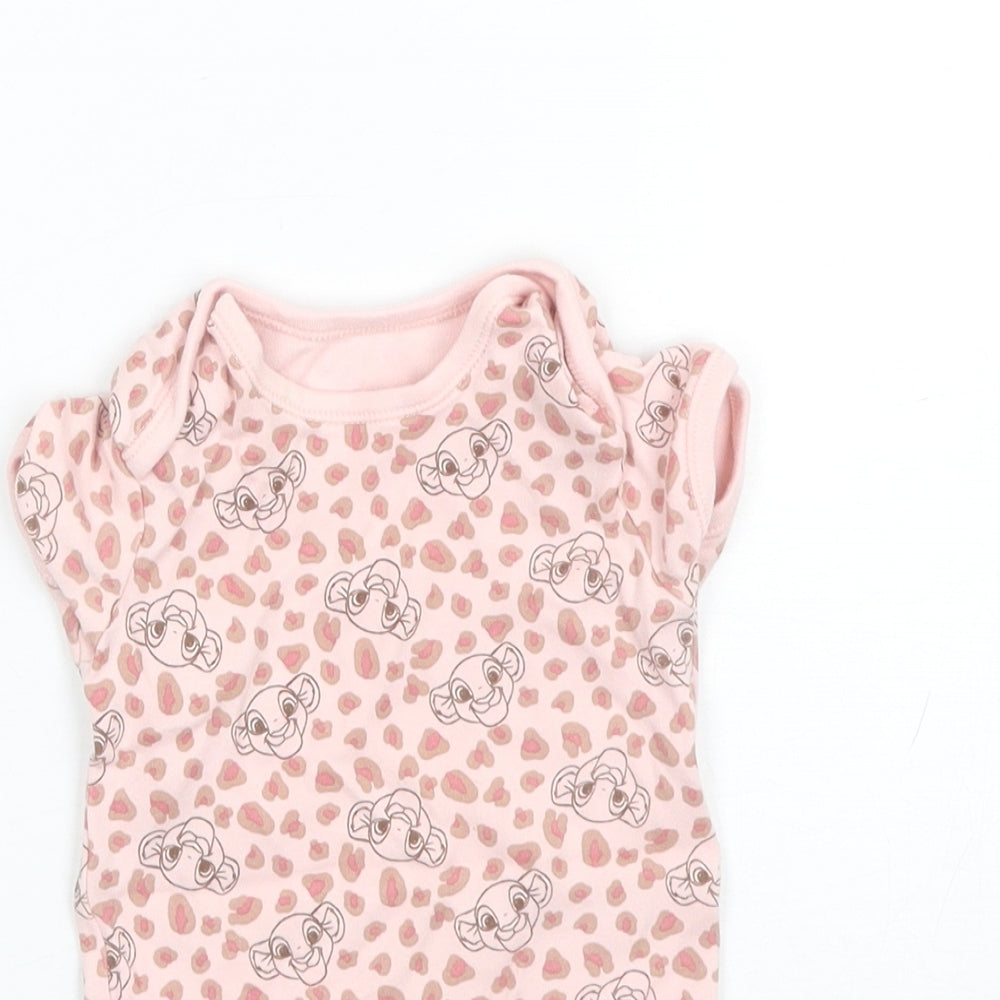 George Baby Pink Animal Print Cotton Romper One-Piece Size 9-12 Months