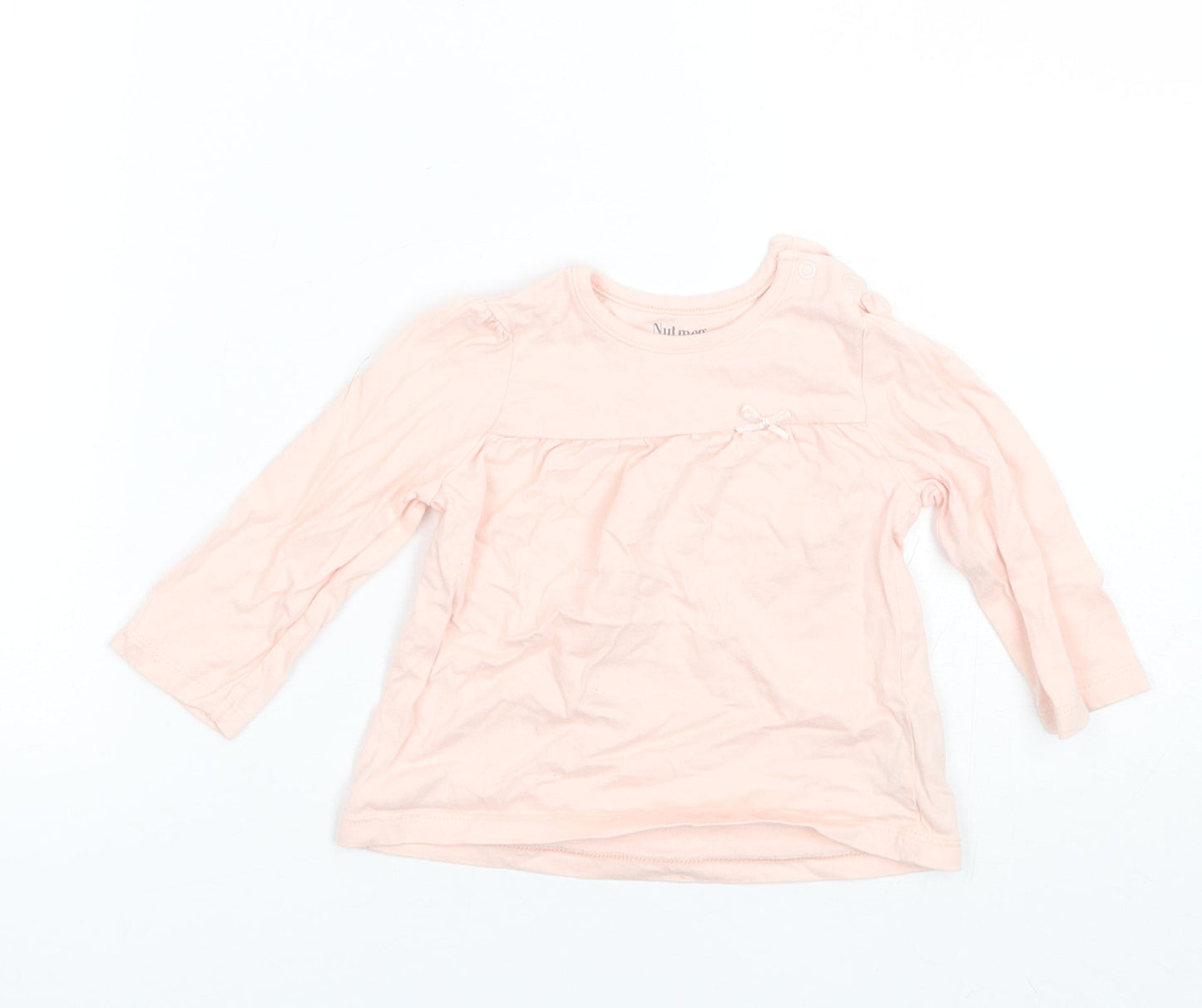 Nutmeg Baby Pink  Cotton Basic T-Shirt Size 9-12 Months Round Neck