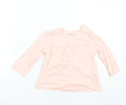 Nutmeg Baby Pink  Cotton Basic T-Shirt Size 9-12 Months Round Neck