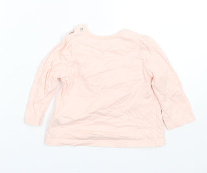 Nutmeg Baby Pink  Cotton Basic T-Shirt Size 9-12 Months Round Neck