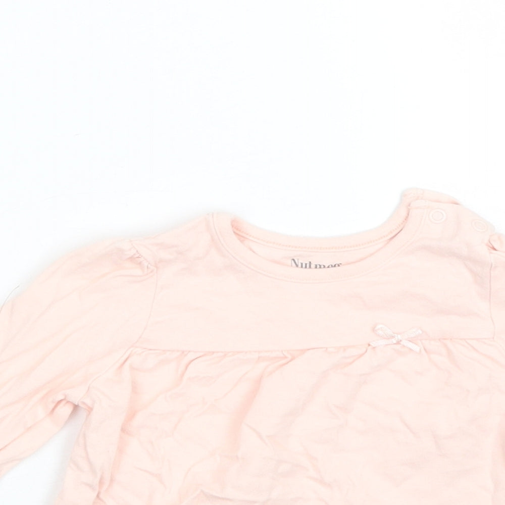 Nutmeg Baby Pink  Cotton Basic T-Shirt Size 9-12 Months Round Neck