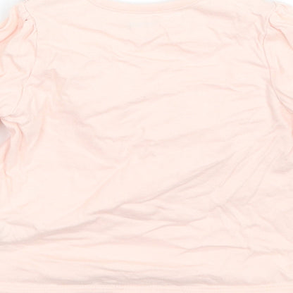 Nutmeg Baby Pink  Cotton Basic T-Shirt Size 9-12 Months Round Neck