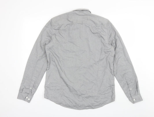 River Island Mens Grey  Polyester  Button-Up Size M Collared