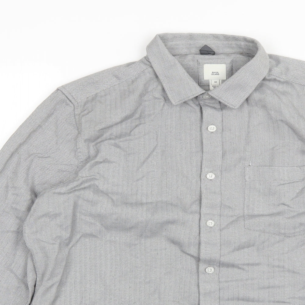 River Island Mens Grey  Polyester  Button-Up Size M Collared