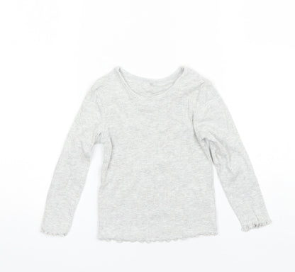 George Girls Grey  Cotton Basic T-Shirt Size 2-3 Years Round Neck