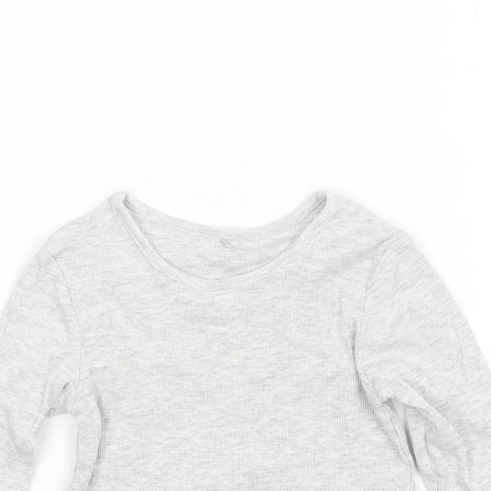 George Girls Grey  Cotton Basic T-Shirt Size 2-3 Years Round Neck