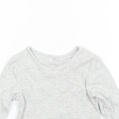 George Girls Grey  Cotton Basic T-Shirt Size 2-3 Years Round Neck