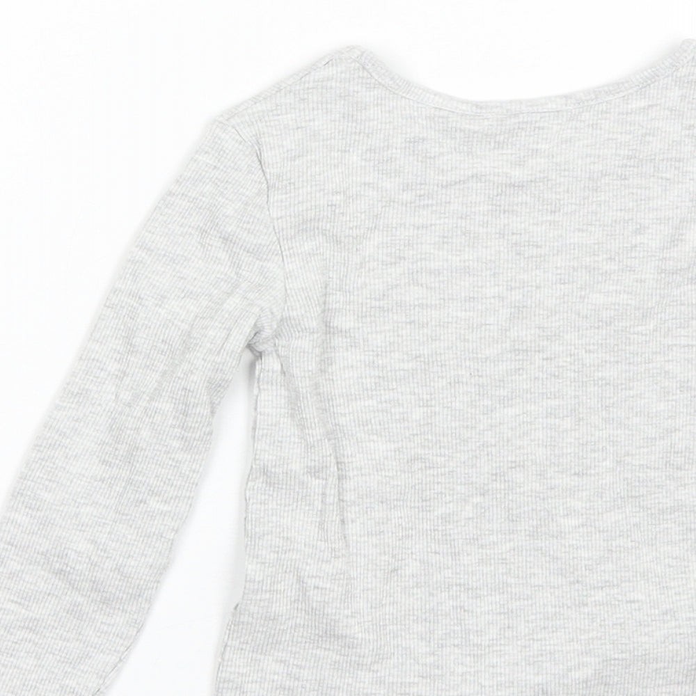 George Girls Grey  Cotton Basic T-Shirt Size 2-3 Years Round Neck