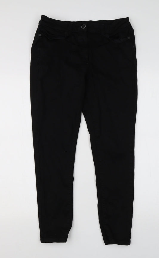 NEXT Womens Black  Cotton Skinny Jeans Size 12 L26 in Regular