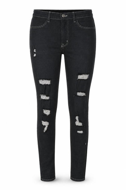 Front view of Divided women’s grey cotton skinny jeans, size UK 10, 28-inch leg regular