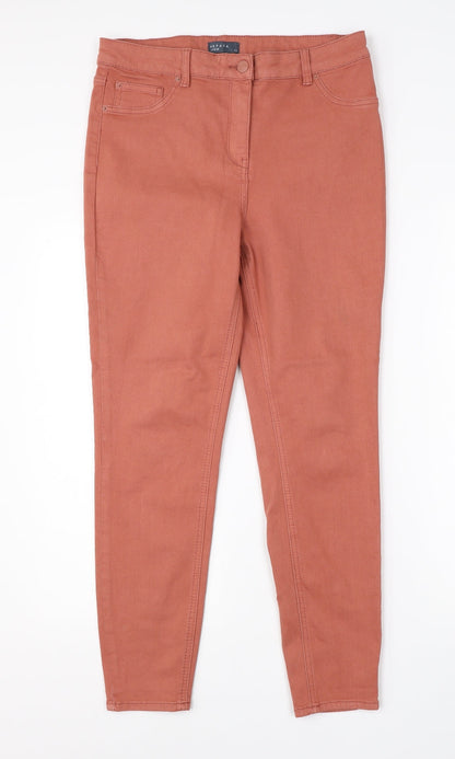 Womens UK Size 12 Papaya Regular Fit Skinny Pink Jeans