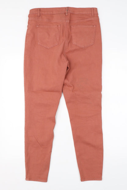 Womens UK Size 12 Papaya Regular Fit Skinny Pink Jeans
