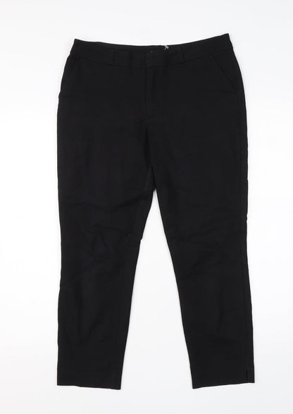 Womens UK Size 10 Stradivarius Regular Fit Dress Pants Black Trousers