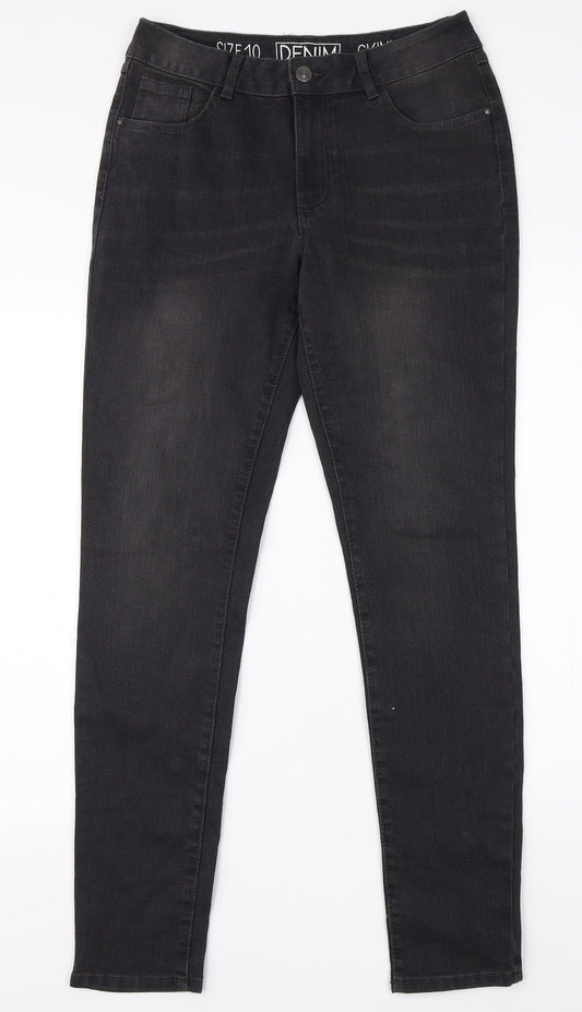 Avenue Womens Black  Cotton Skinny Jeans Size 10 L29 in Regular