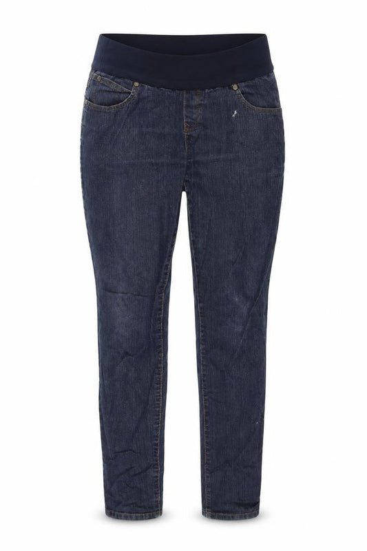 Front view of Yes Yes women’s blue cotton jegging jeans, size UK 10, 29-inch leg regular
