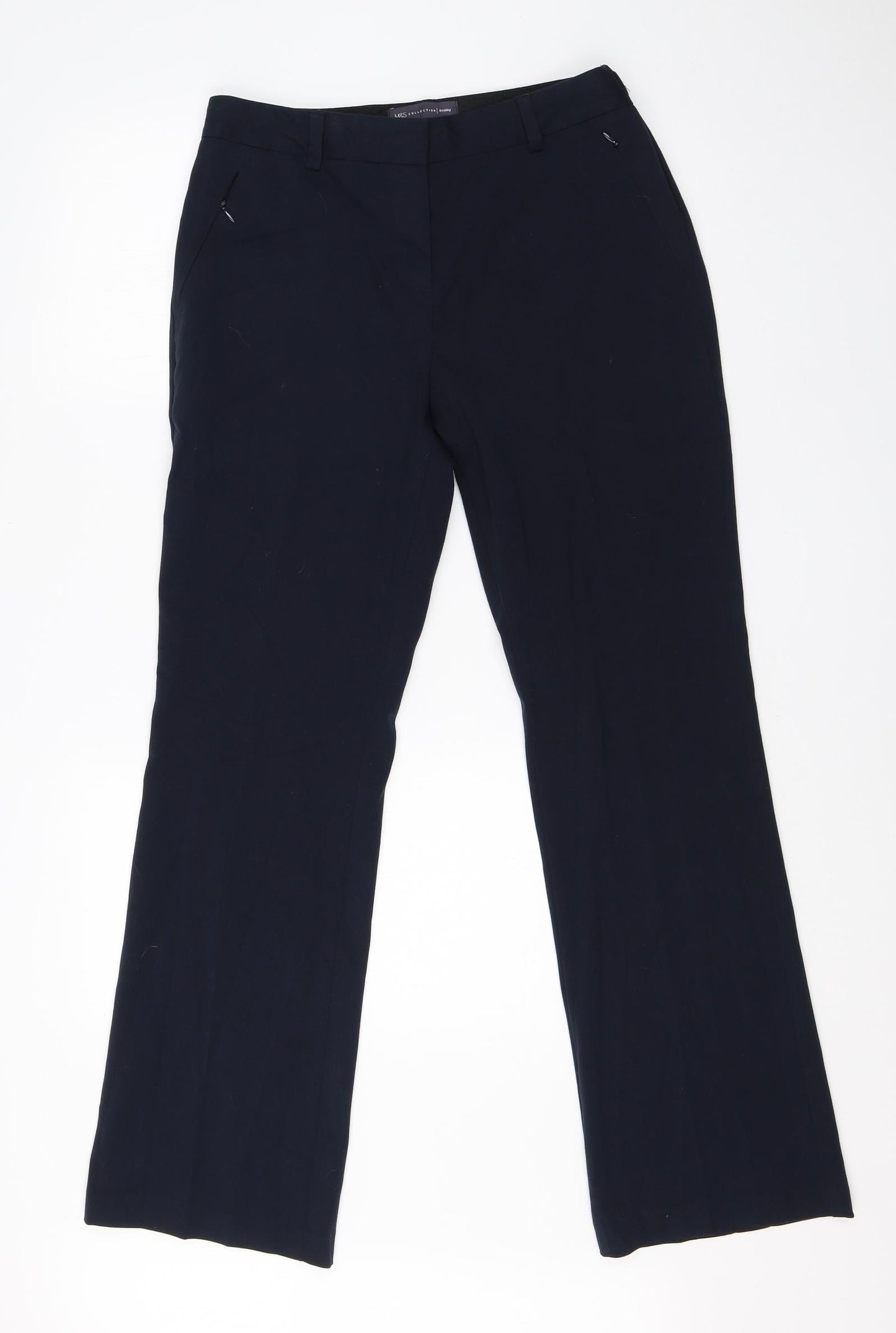 Womens UK Size 10 M&S Regular Fit Dress Pants Blue Trousers
