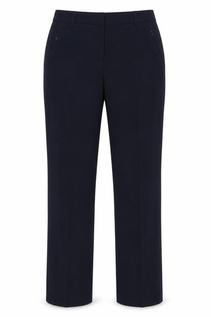 Front view of Marks & Spencer women’s blue viscose dress pants trousers, size UK 10, 28-inch leg regular