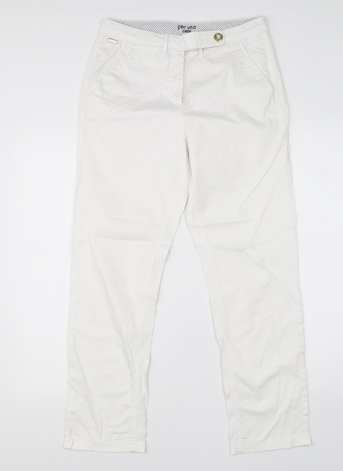 m&s Womens White  Cotton Skinny Jeans Size 10 L25 in Regular