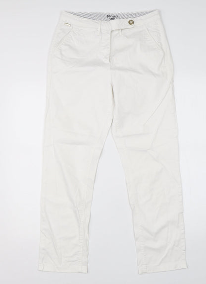 m&s Womens White  Cotton Skinny Jeans Size 10 L25 in Regular