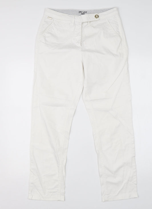 m&s Womens White  Cotton Skinny Jeans Size 10 L25 in Regular