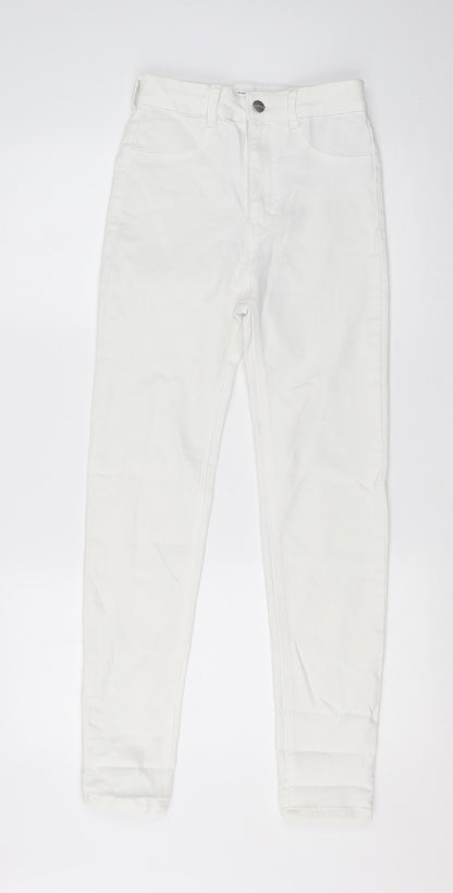 Pull & Bear Womens White  Cotton Skinny Jeans Size 10 L26 in Regular