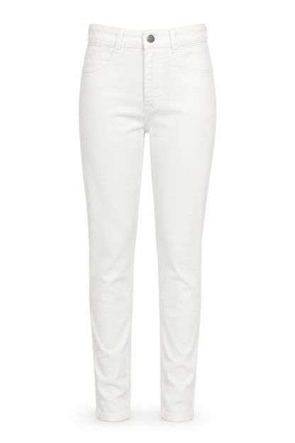 Front view of Pull&Bear women’s white cotton skinny jeans, size UK 10, 26-inch leg regular