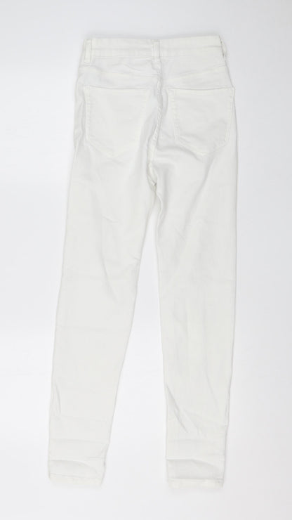 Pull & Bear Womens White  Cotton Skinny Jeans Size 10 L26 in Regular