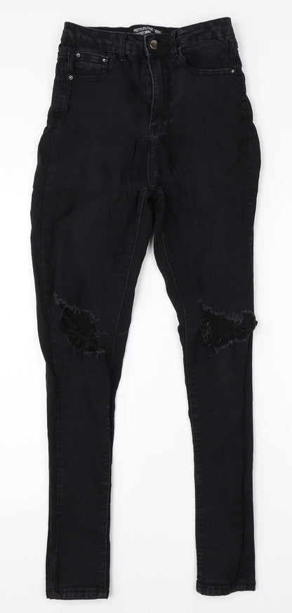 Pretty Little Thing Womens Black  Cotton Skinny Jeans Size 8 L26 in Regular