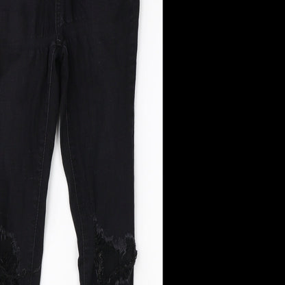 Pretty Little Thing Womens Black  Cotton Skinny Jeans Size 8 L26 in Regular