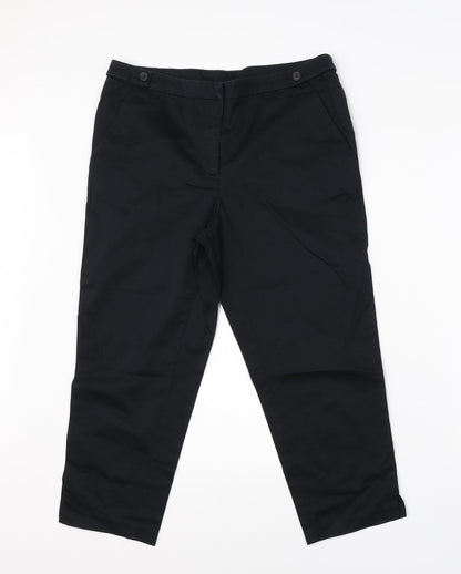 TU Womens Black  Cotton Dress Pants Trousers Size 12 L22 in Regular
