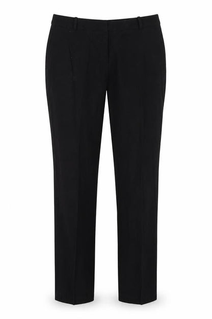 Front view of H&M women’s black viscose dress pants trousers, size UK 10, 28-inch leg regular