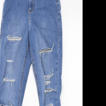 Topshop Womens Blue  Cotton Skinny Jeans Size 28 in L26 in Regular