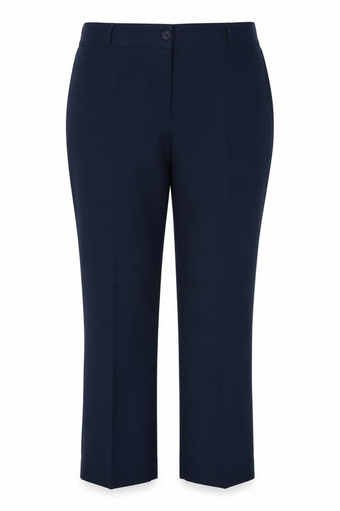 Front view of Papaya women’s blue viscose dress pants trousers, size UK 16, 28-inch leg regular