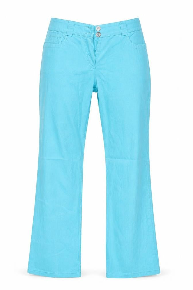 Front view of Verse women’s blue cotton straight jeans, size UK 10, 28-inch leg regular